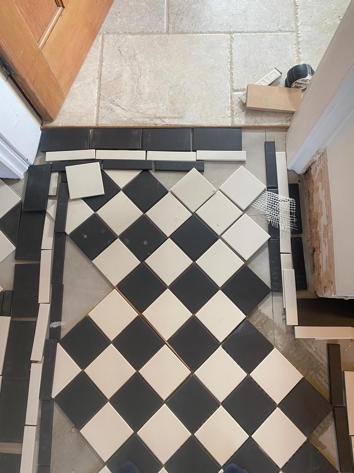 Black and White Chequered Floor Tiles