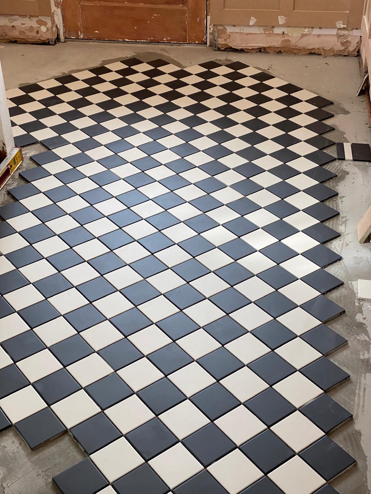 Black and White Chequered Floor Tiles