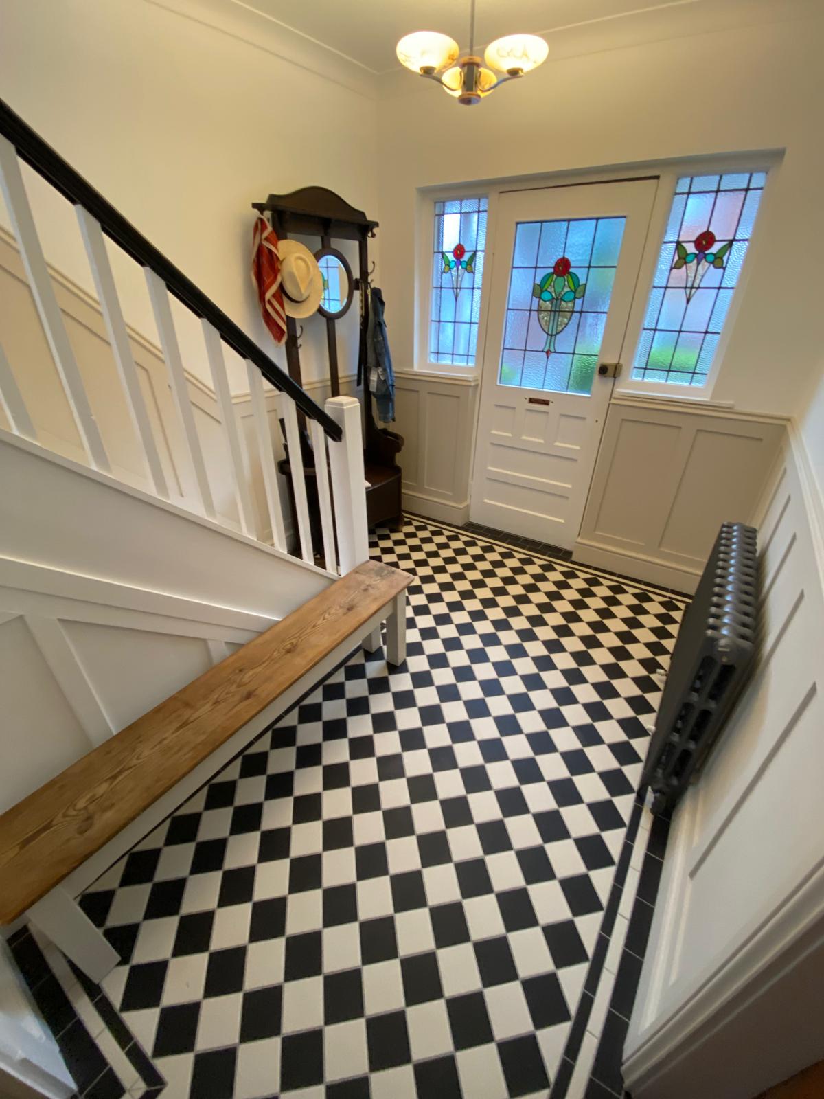 Black and White Chequered Floor Tiles