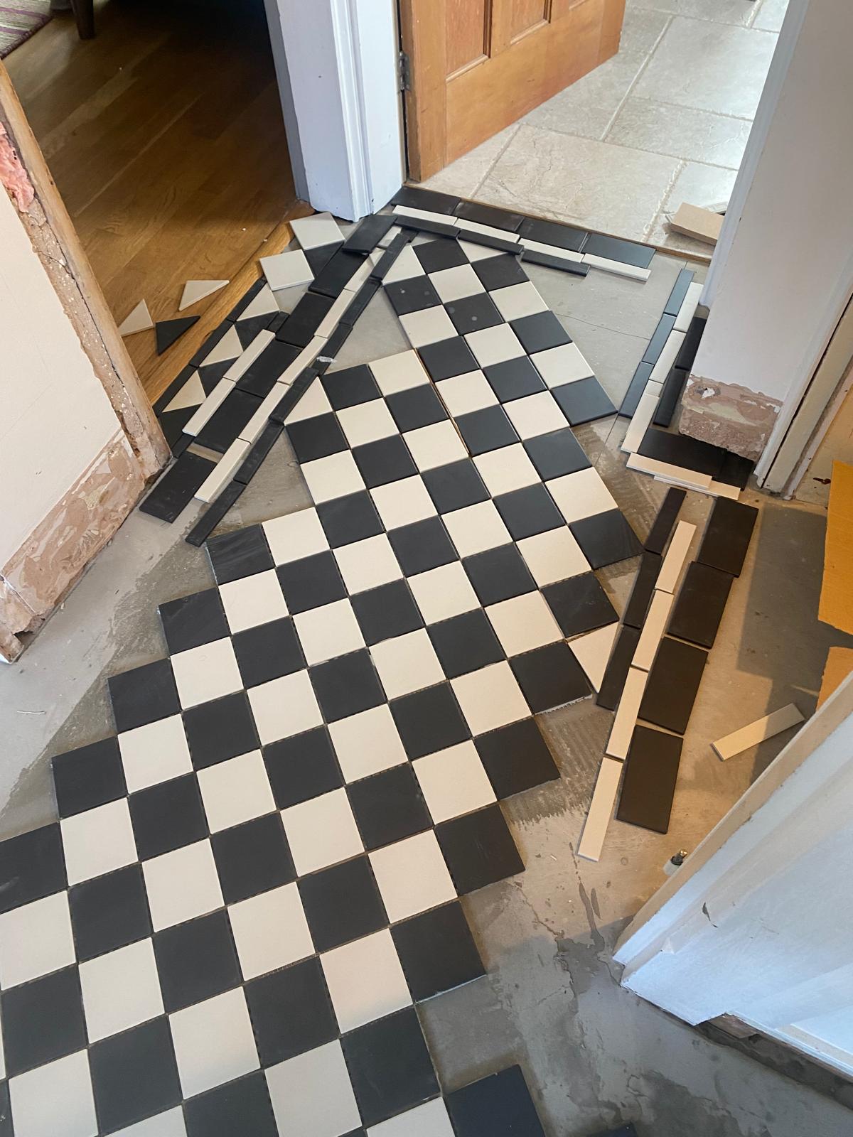 Black and White Chequered Floor Tiles